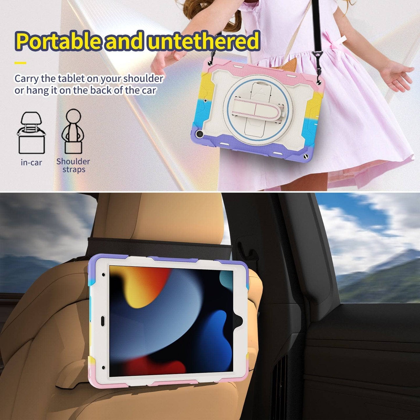 Heavy Duty Case For iPad 10.2 7th 8th 9th 2019 2020 2021 10.2 inch Cover Hand-held Shock Proof Cover Full Body Handle Kids Case-iPad Case-MASCOTS-www.PhoneGuy.com.au