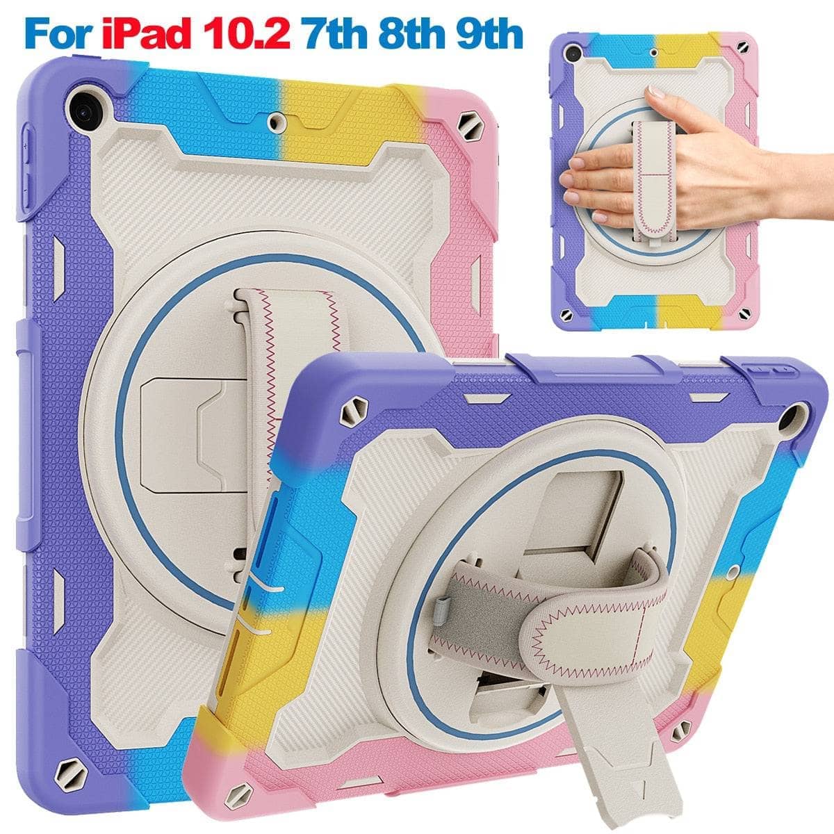 Heavy Duty Case For iPad 10.2 7th 8th 9th 2019 2020 2021 10.2 inch Cover Hand-held Shock Proof Cover Full Body Handle Kids Case-iPad Case-MASCOTS-www.PhoneGuy.com.au