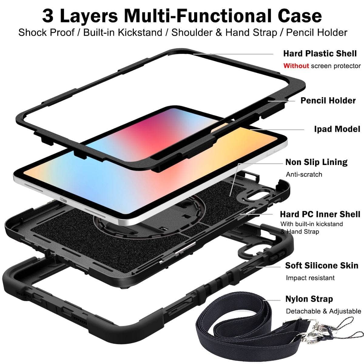 Heavy Duty Shockproof Rugged Protective Cover for iPad 10th Gen 10.9 inch Stand-iPad Case-Generic-www.PhoneGuy.com.au