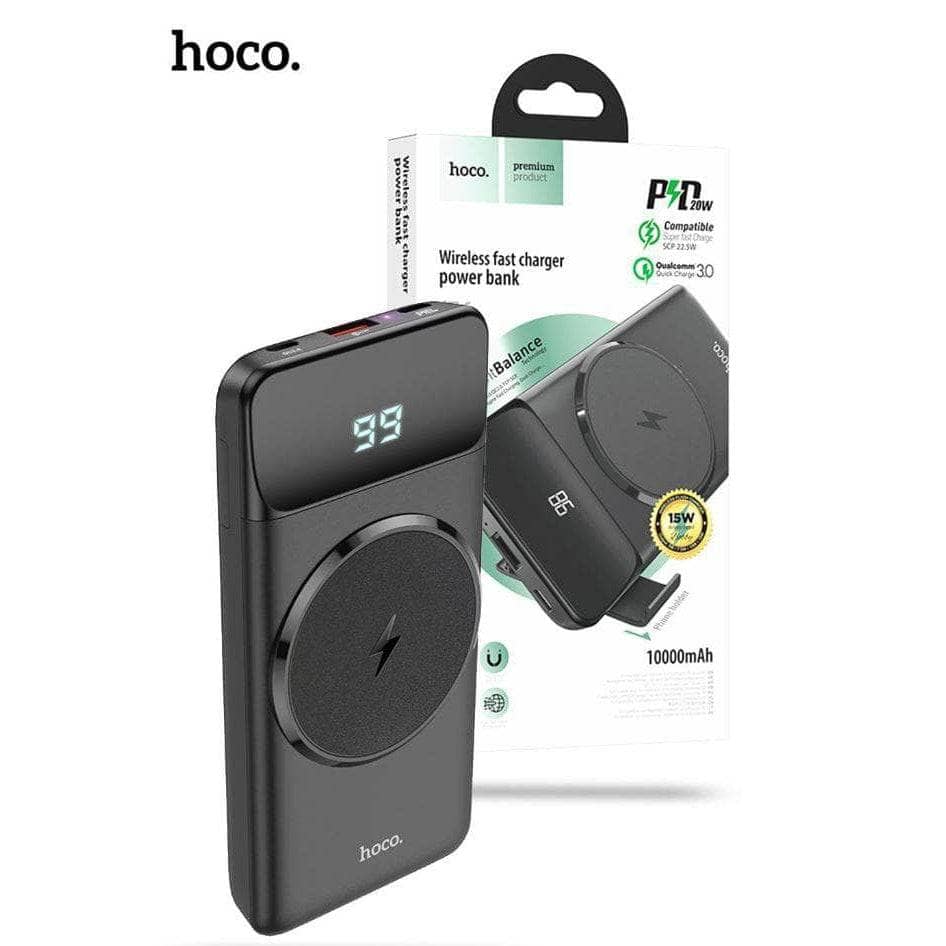 Hoco 22.5W PD QC3.0 Magnetic 15W Wireless Charging Power Bank 10000mAh - Black-Charging - Power Banks-hoco-www.PhoneGuy.com.au
