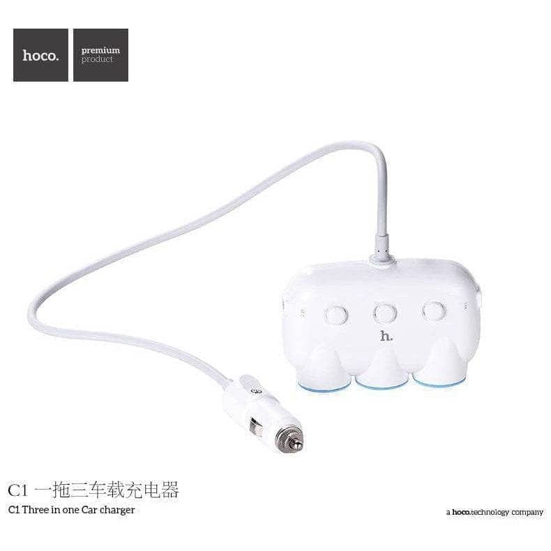 Hoco C1 Car Charger Splitter - White-Car Charger-Hoco-www.PhoneGuy.com.au