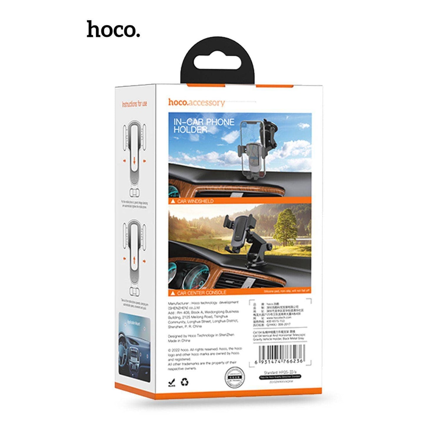 Hoco CA104 Gravity Stretch Car Holder - Black-Holders-Case & Gear - phoneguy.com.au-www.PhoneGuy.com.au
