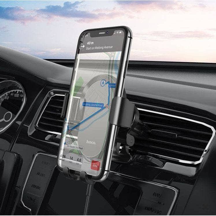 Hoco CA105 15W Three Axis Linkage Wireless Charger Air Vent Car Holder - Black-Car - Cradles & Holders|Charging - Wireless Chargers-hoco-www.PhoneGuy.com.au