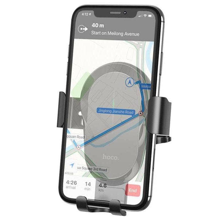 Hoco CA105 15W Three Axis Linkage Wireless Charger Air Vent Car Holder - Black-Car - Cradles & Holders|Charging - Wireless Chargers-hoco-www.PhoneGuy.com.au