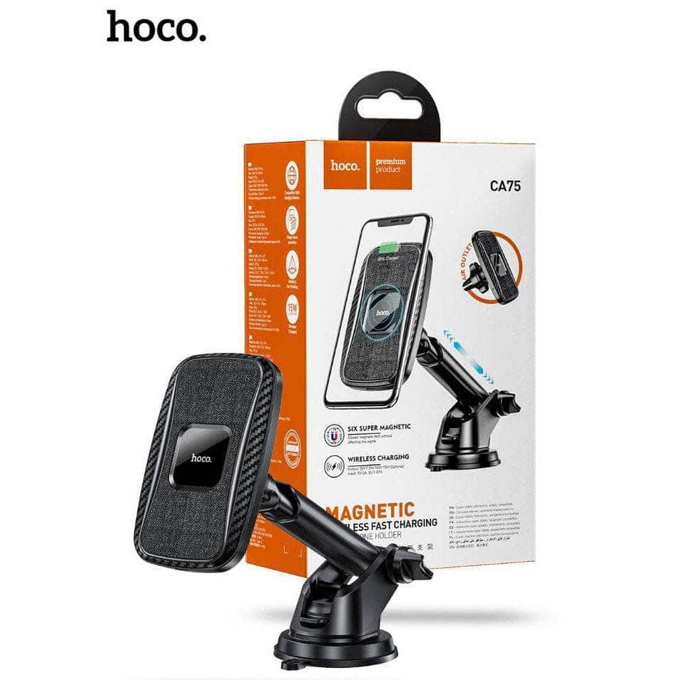 Hoco CA75 15W 2in1 Magnetic Car Wireless Charger - Black-Case & Gear - phoneguy.com.au-www.PhoneGuy.com.au