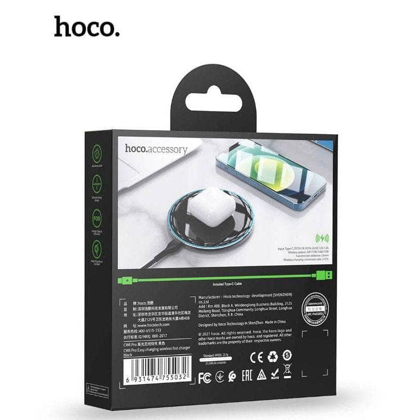 Hoco CW6 Pro 15W Wireless Charger - Black-Charging - Wireless Chargers-Hoco-www.PhoneGuy.com.au