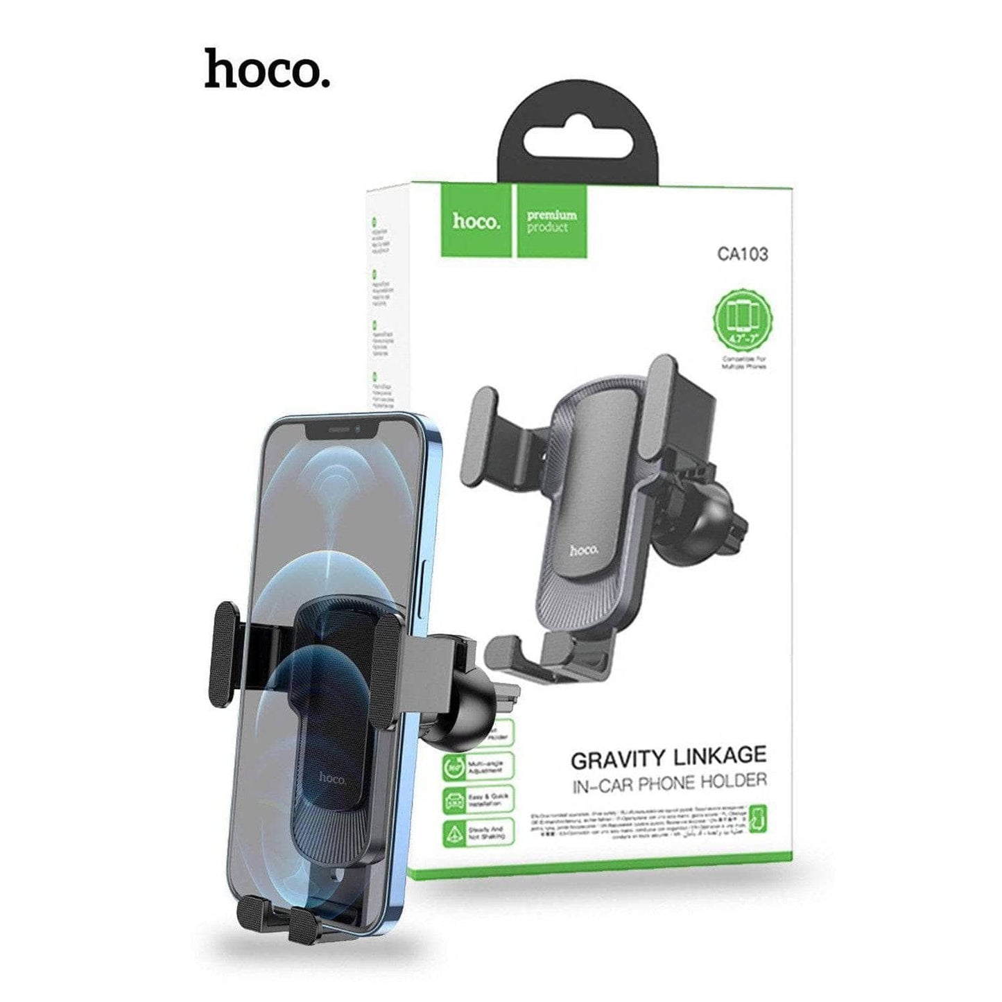 Hoco Gravity Air Vent Car Holder - Black-Holders-Case & Gear - phoneguy.com.au-www.PhoneGuy.com.au