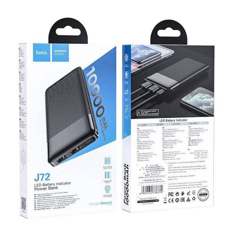 Hoco J72 10000mAh Fast Charging Power Bank Black-Power bank-hoco-www.PhoneGuy.com.au