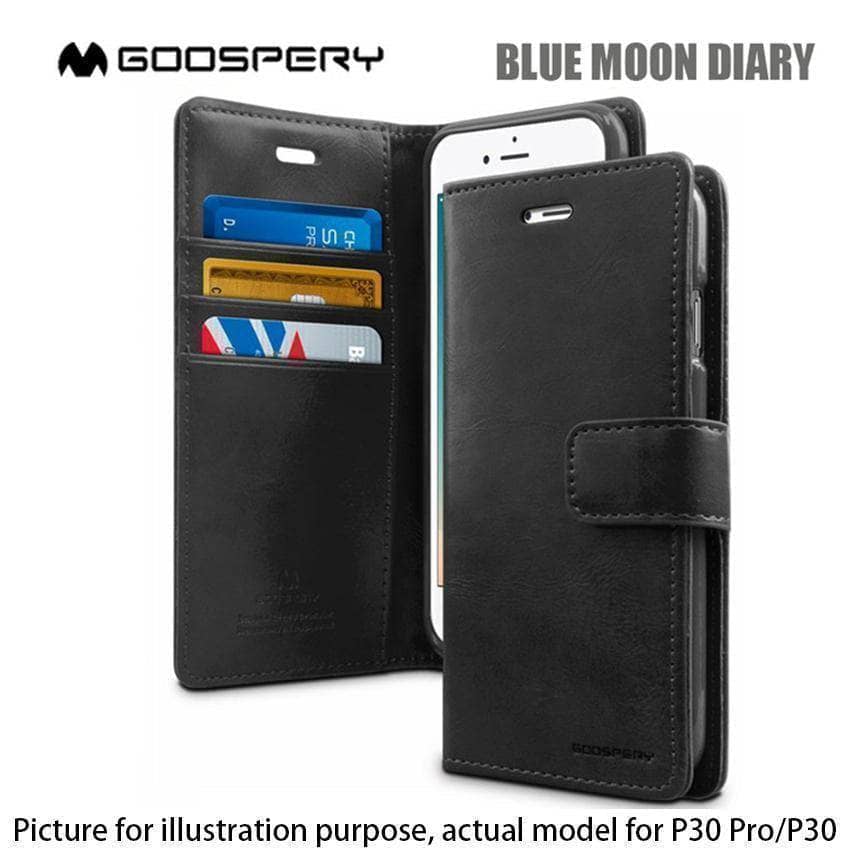 Huawei P30 Pro P30 Goospery Blue Moon Dairy Case Flip Cover Cards Pockets-Phone Case-Goospery-www.PhoneGuy.com.au