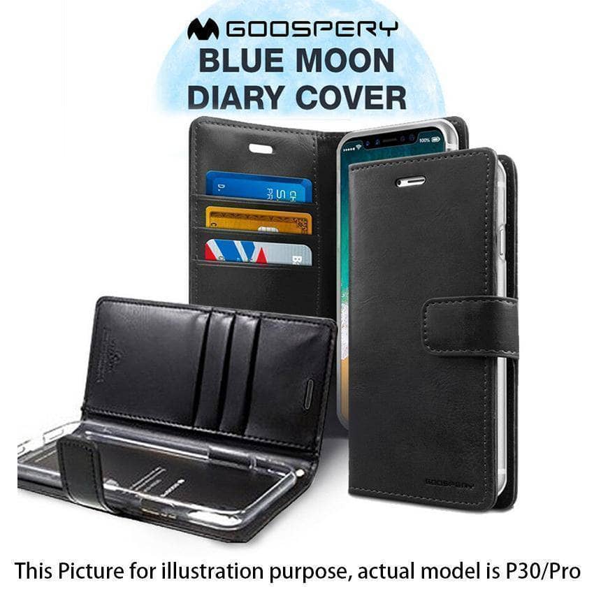 Huawei P30 Pro P30 Goospery Blue Moon Dairy Case Flip Cover Cards Pockets-Phone Case-Goospery-www.PhoneGuy.com.au