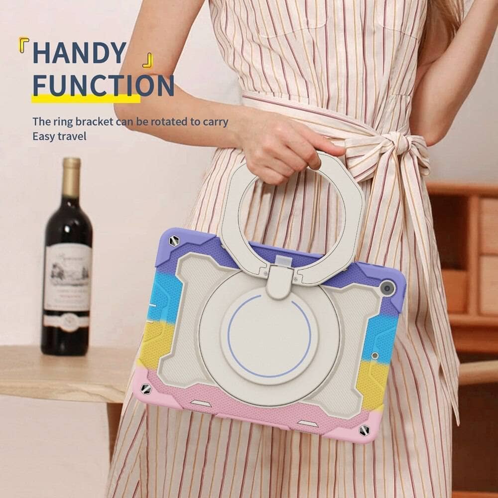 Kids Safe PC Silicon Shockproof Pull Ring Stand Cover For IPAD 7/8/9 gen 10.2 inch-Tablet Case-Generic-www.PhoneGuy.com.au
