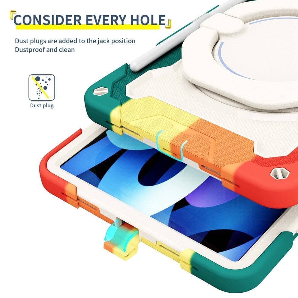 Kids Safe PC Silicon Shockproof Pull Ring Stand Cover For IPAD 7/8/9 gen 10.2 inch-Tablet Case-Generic-www.PhoneGuy.com.au