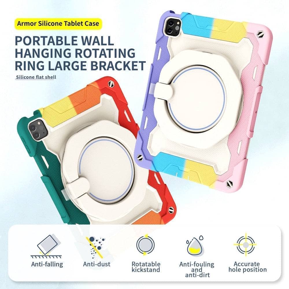 Kids Safe PC Silicon Shockproof Pull Ring Stand Cover For IPAD Air 4/5 10.9 inch-Tablet Case-Generic-www.PhoneGuy.com.au