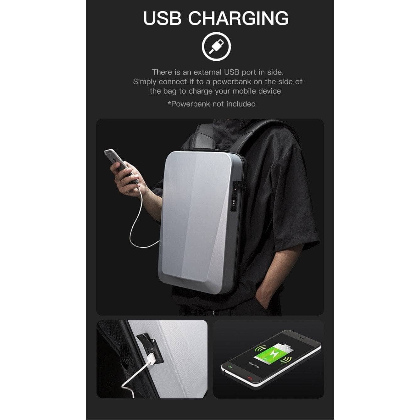 Laptop Backpack For Men Hard Shell New Design USB Charging Anti-stain Anti-thief TSA Lock Waterproof 15.6 inch Laptop Travel Bag-LAPTOP BAG-OZUKO-www.PhoneGuy.com.au