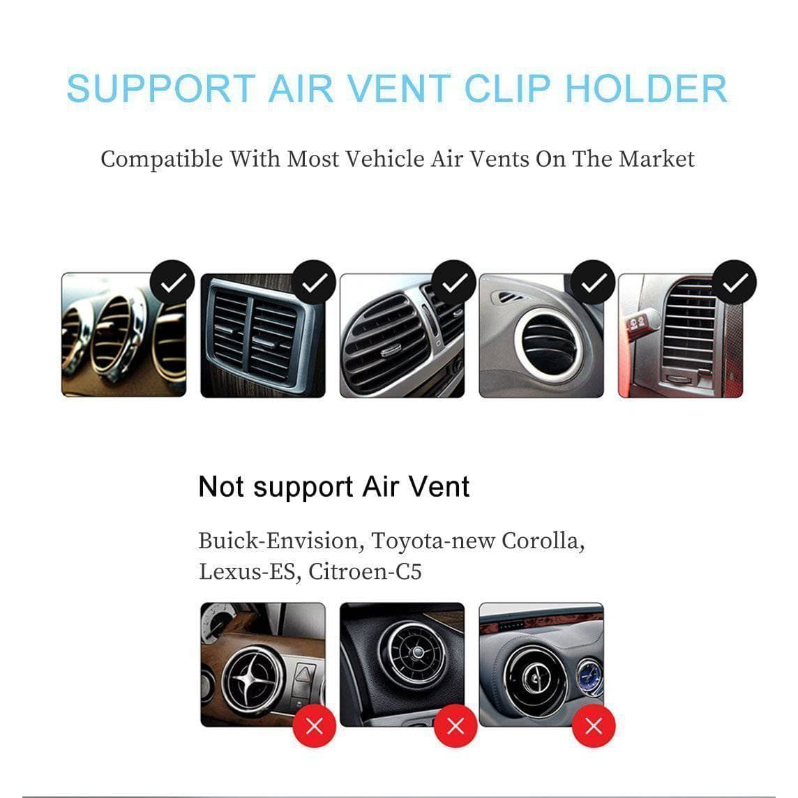 Magnetic Air Vent Car Holder - Black Slim L Shap-Holders-Generic-www.PhoneGuy.com.au
