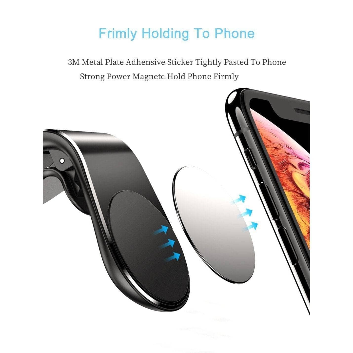 Magnetic Air Vent Car Holder - Black Slim L Shap-Holders-Generic-www.PhoneGuy.com.au