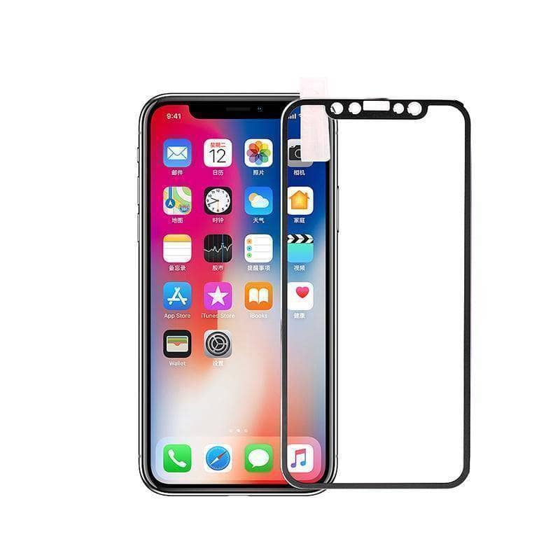 Metal Edge Glass Protector full coverage iPhone Xs Max XR XS 9H Hardness Anti Shatter-Screen Protector-Generic-www.PhoneGuy.com.au