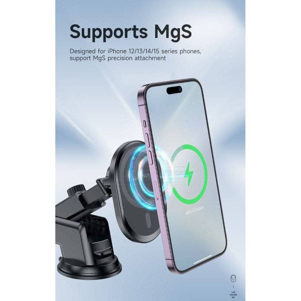 BLACKTECH 15W Super Magnetic All in 1 Wireless Charging Car Holder-Case & Gear - phoneguy.com.au-www.PhoneGuy.com.au