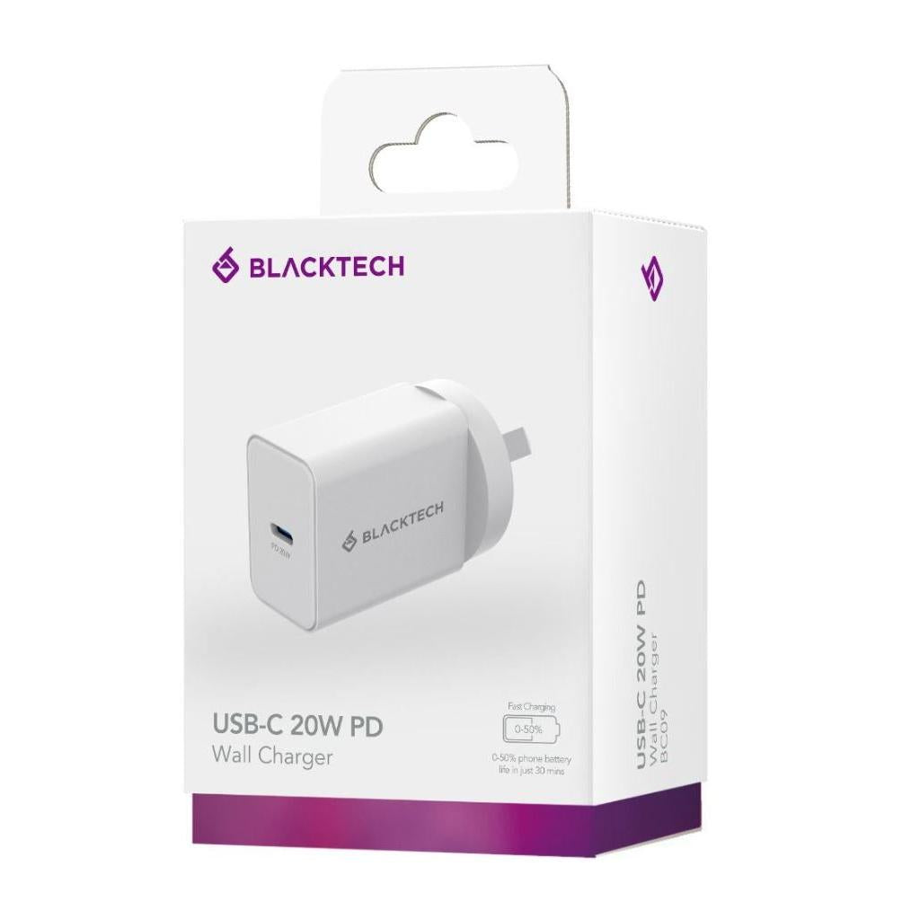 BLACKTECH BC09 USB-C 20W PD Charger Power Adapter - White-Wall Charger-BLACKTECH-www.PhoneGuy.com.au
