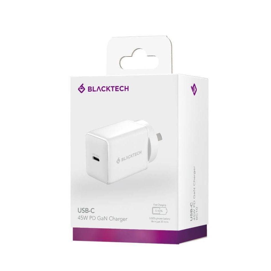 BLACKTECH BC10 USB-C 45W PPS PD GaN Charger - White-Case & Gear - phoneguy.com.au-www.PhoneGuy.com.au