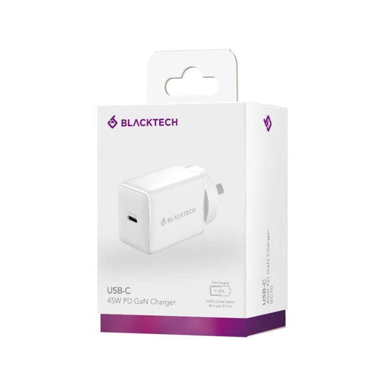 BLACKTECH BC10 USB-C 45W PPS PD GaN Charger - White-Case & Gear - phoneguy.com.au-www.PhoneGuy.com.au