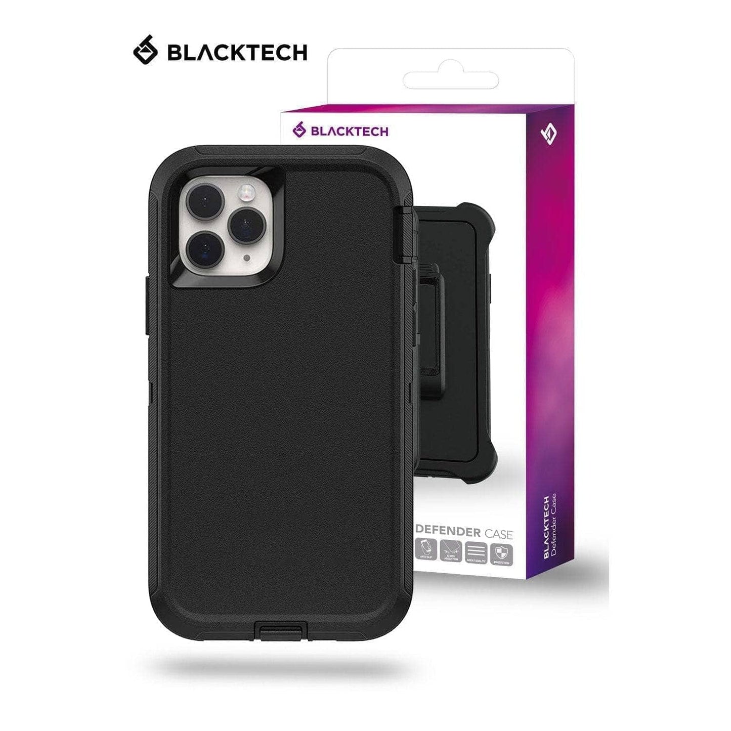 BLACKTECH Defender with Separable Clip for iPhone 16 Pro Max/ 15 Pro/ 14 Pro-Phone Case-BLACKTECH-www.PhoneGuy.com.au