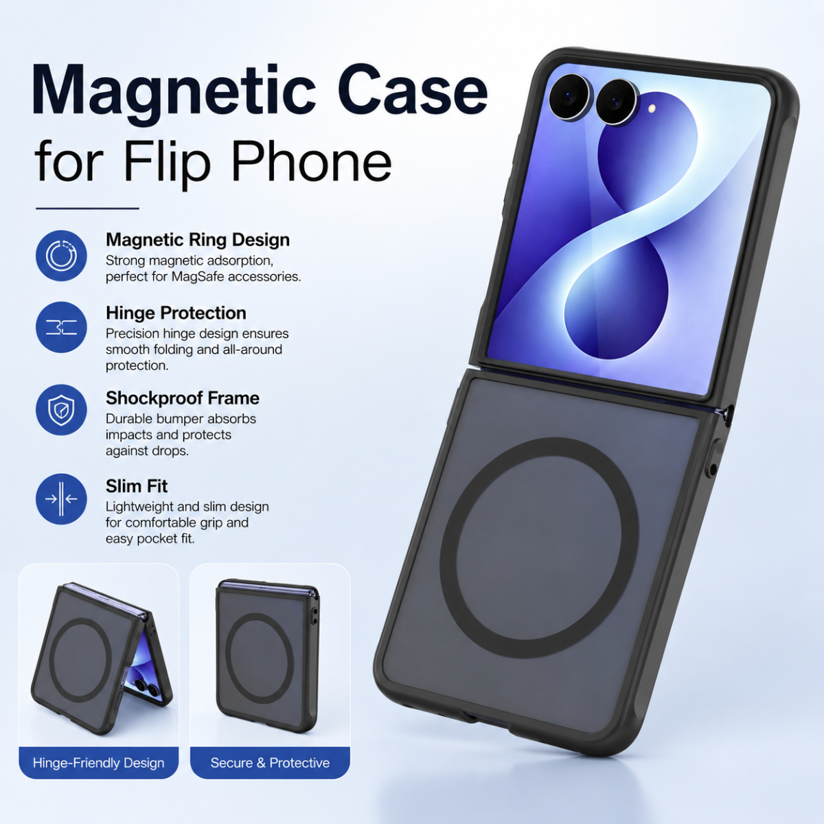 BLACKTECH Peach Garden Case for Samsung Galaxy Z Flip 7 / Z Flip 8 (MagSafe Compatible) - Black - Case & Gear - phoneguy.com.au