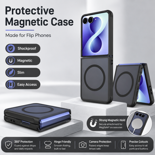 BLACKTECH Peach Garden Case for Samsung Galaxy Z Flip 7 / Z Flip 8 (MagSafe Compatible) - Black-Phone Case-Case & Gear - phoneguy.com.au-www.PhoneGuy.com.au