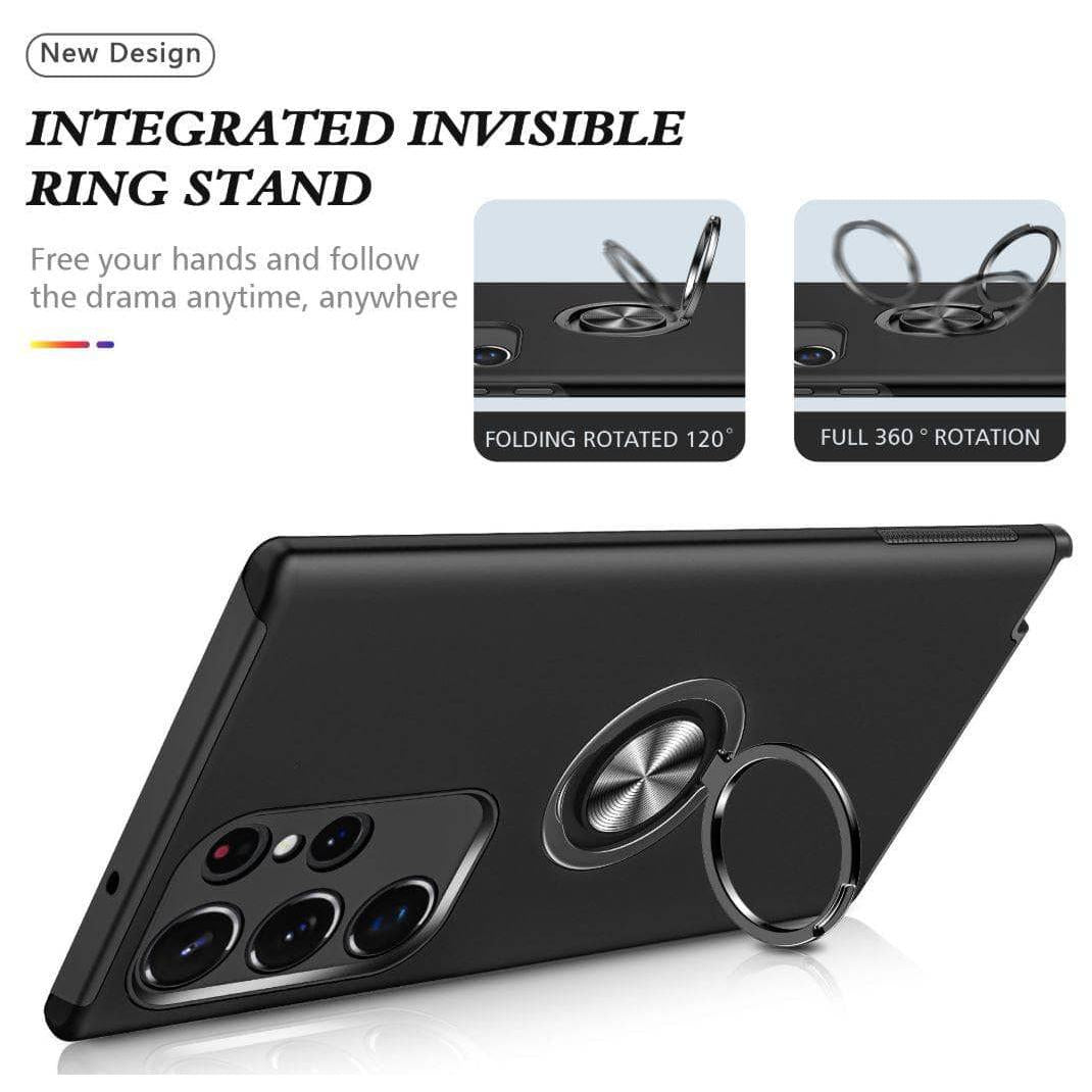 BLACKTECH Slim Style Magnetic Ring Stand for Samsung Galaxy S25 Ultra/ S25 Edge/ S25 - Black-Case & Gear - phoneguy.com.au-www.PhoneGuy.com.au