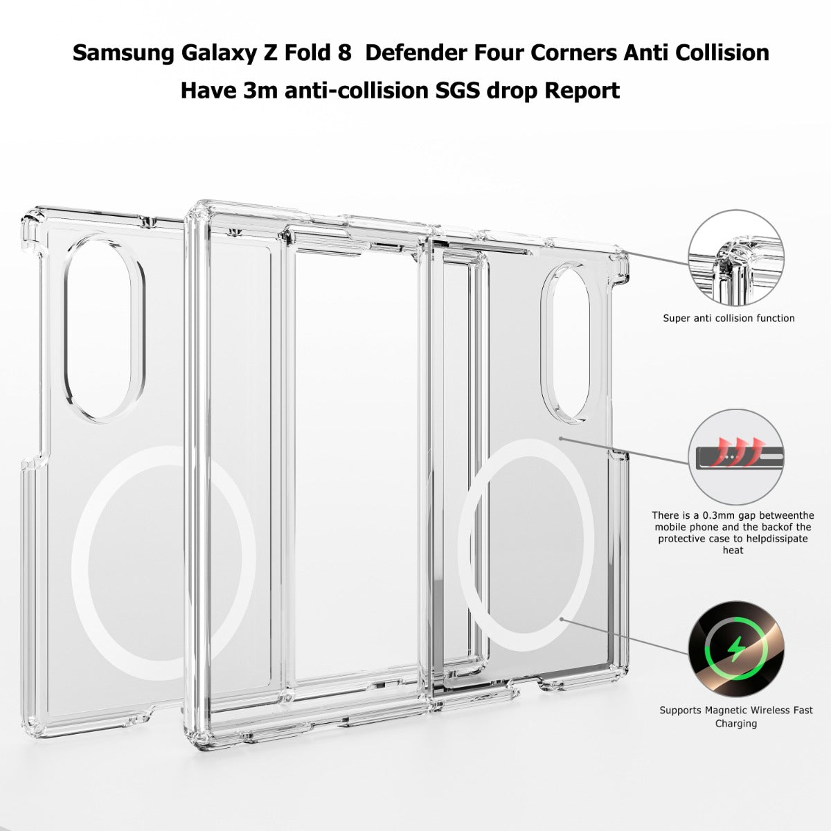 BLACKTECH Stay Clear Case for Samsung Galaxy Z Fold 8 (MagSafe Compatible) - Clear - Case & Gear - phoneguy.com.au
