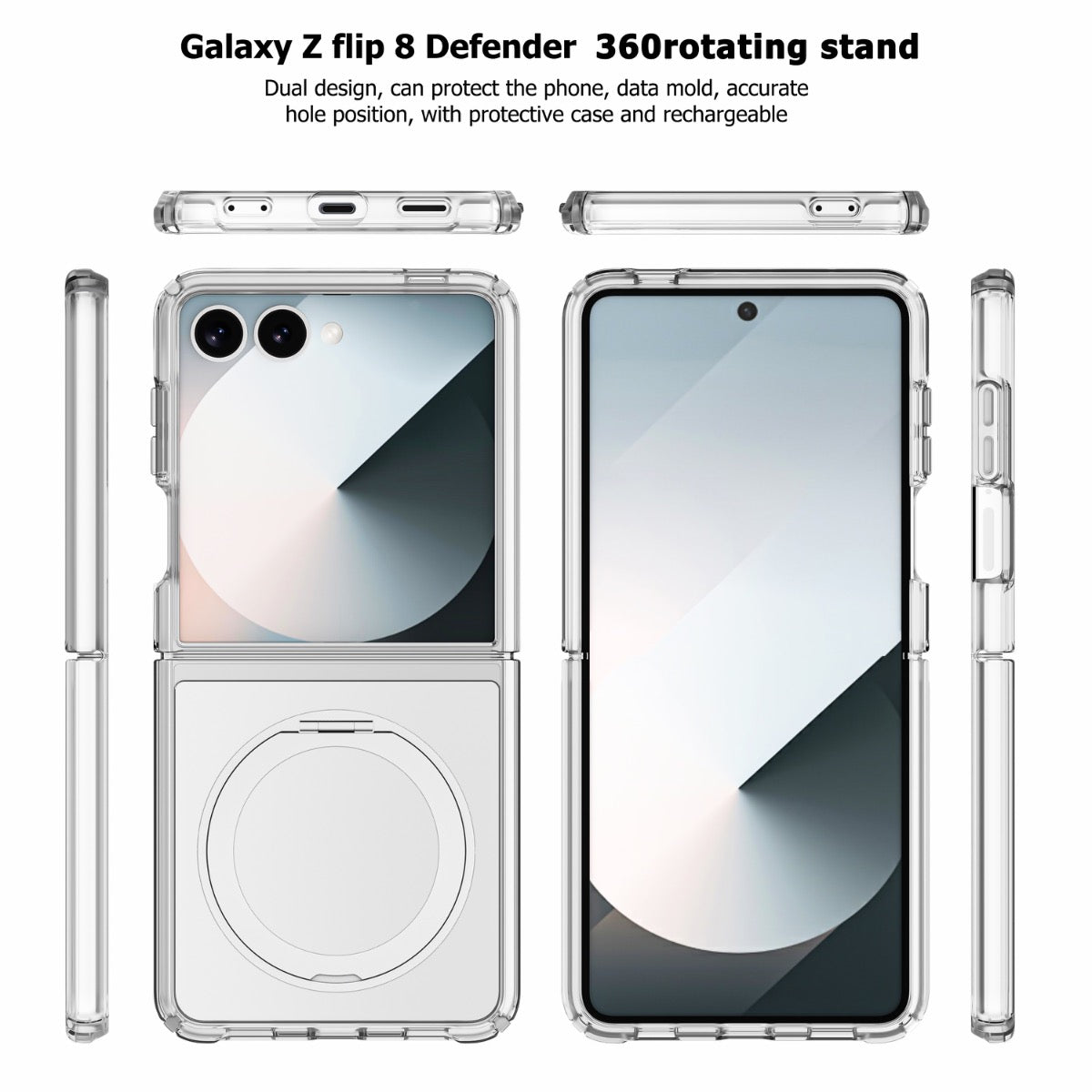 BLACKTECH Stay Clear Ring Case for Samsung Galaxy Z Flip 7 / Z Flip 8 (MagSafe Compatible) - Clear - Case & Gear - phoneguy.com.au