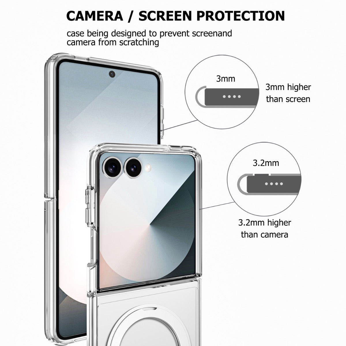 BLACKTECH Stay Clear Ring Case for Samsung Galaxy Z Flip 7 / Z Flip 8 (MagSafe Compatible) - Clear - Case & Gear - phoneguy.com.au