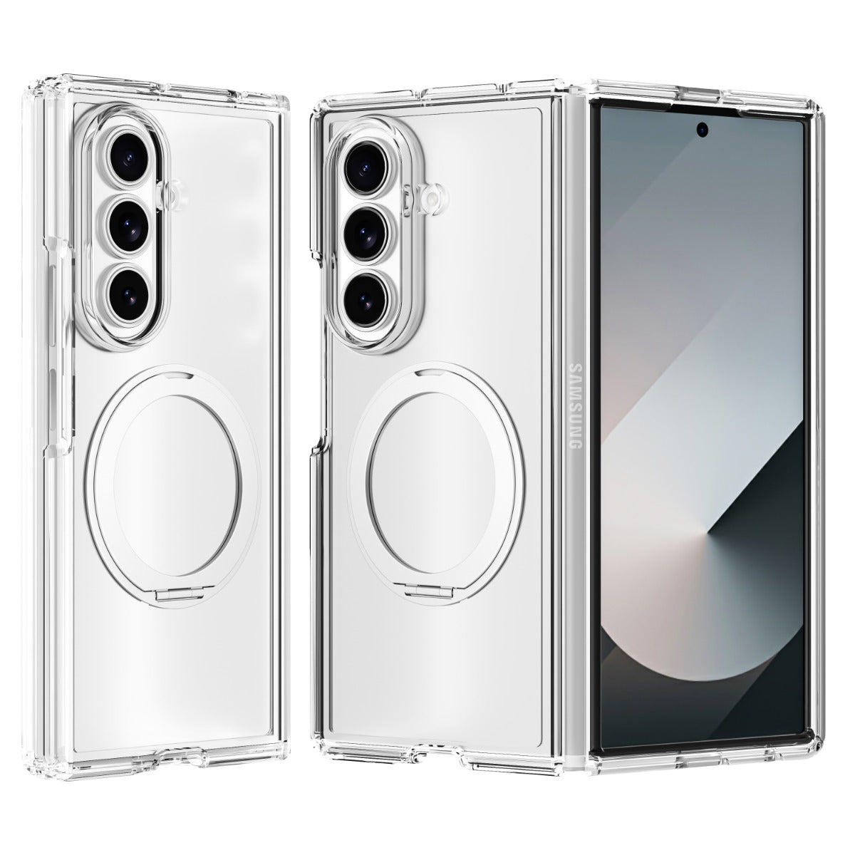 BLACKTECH Stay Clear Ring Case for Samsung Galaxy Z Fold 8 Ultra (MagSafe Compatible) - Clear - Case & Gear - phoneguy.com.au