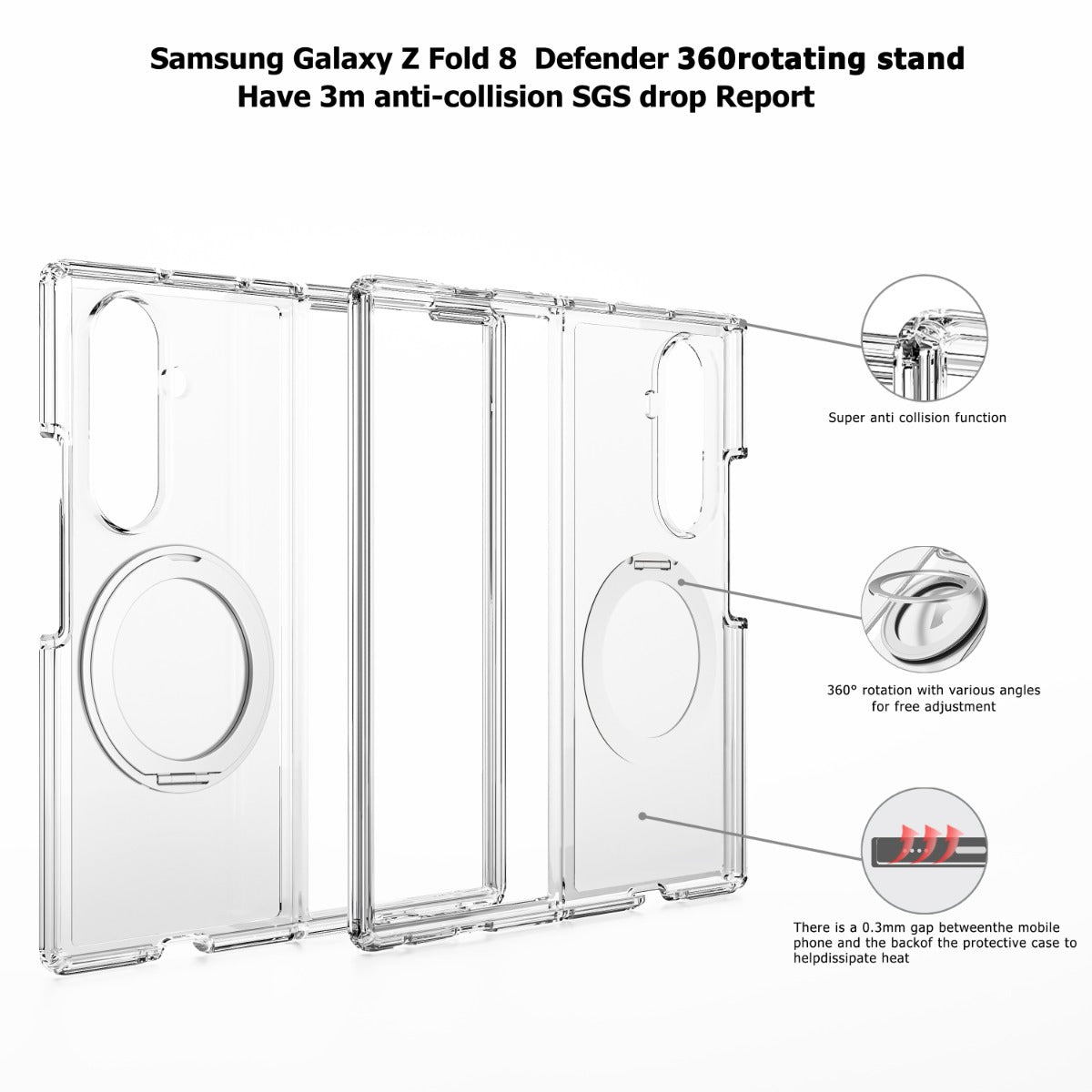 BLACKTECH Stay Clear Ring Case for Samsung Galaxy Z Fold 8 Ultra (MagSafe Compatible) - Clear - Case & Gear - phoneguy.com.au