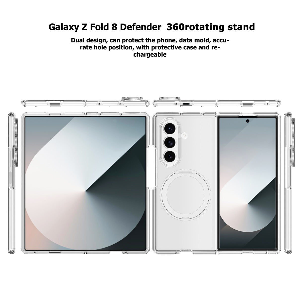 BLACKTECH Stay Clear Ring Case for Samsung Galaxy Z Fold 8 Ultra (MagSafe Compatible) - Clear - Case & Gear - phoneguy.com.au