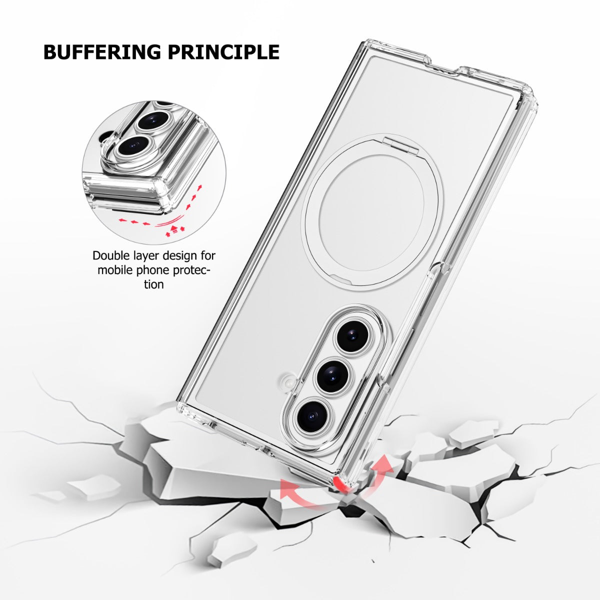 BLACKTECH Stay Clear Ring Case for Samsung Galaxy Z Fold 8 Ultra (MagSafe Compatible) - Clear - Case & Gear - phoneguy.com.au