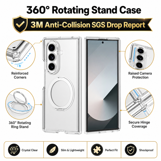 BLACKTECH Stay Clear Ring Case for Samsung Galaxy Z Fold 8 Ultra (MagSafe Compatible) - Clear-Phone Case-Case & Gear - phoneguy.com.au-www.PhoneGuy.com.au