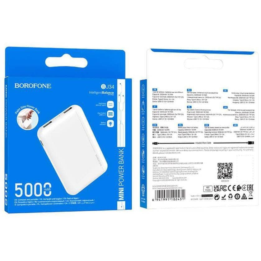 BOROFONE 5000mAh Charging Portable Power Bank-Case & Gear - phoneguy.com.au-www.PhoneGuy.com.au