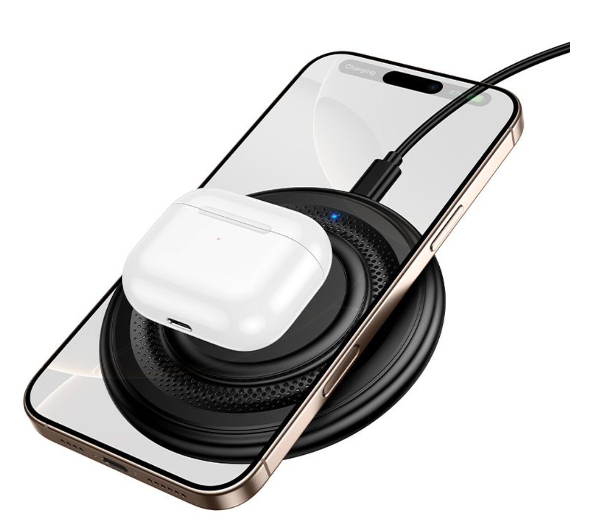 BOROFONE BQ40 Crown desktop 15W wireless fast charger - Black