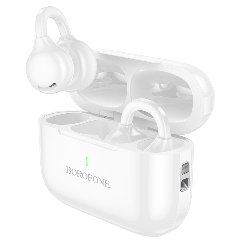BOROFONE BW95 Cancion Clip-on True Wireless Bluetooth Headset - White-Audio-Case & Gear - phoneguy.com.au-www.PhoneGuy.com.au