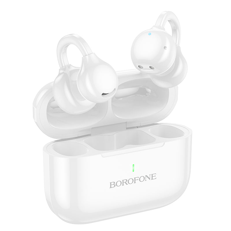 BOROFONE BW95 Cancion Clip-on True Wireless Bluetooth Headset - White-Audio-Case & Gear - phoneguy.com.au-www.PhoneGuy.com.au