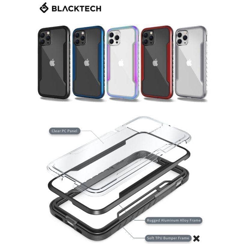 Blacktech Aluminum Frame Armour Case Anti Shock for iPhone 13/13 Pro Max-Phone Case-BLACKTECH-www.PhoneGuy.com.au