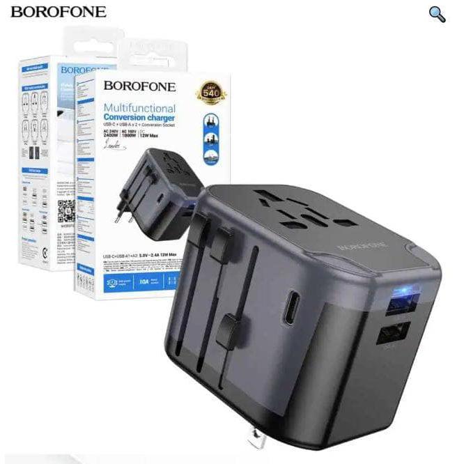 Borofone BAC12 USB A & USB Type C 3 Ports Universal Conversion Charger Power Travel Adapter-Case & Gear - phoneguy.com.au-www.PhoneGuy.com.au