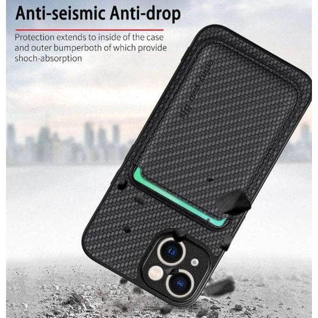 Carbon Fiber Detachable Magsafe Wallet Card Holder case For iPhone 15 Series-Phone Case-Case & Gear - phoneguy.com.au-www.PhoneGuy.com.au