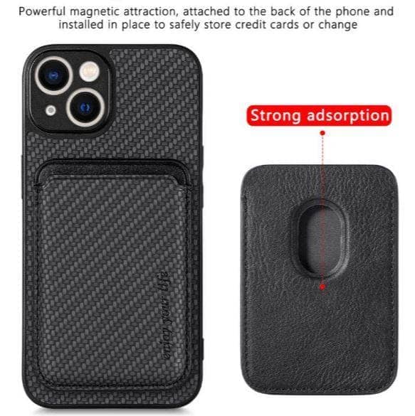 Carbon Fiber Detachable Magsafe Wallet Card Holder case For iPhone 15 Series-Phone Case-Case & Gear - phoneguy.com.au-www.PhoneGuy.com.au