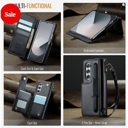 CaseMe Leather Wallet Case with S pen Slot for Samsung Z Fold 7-Case & Gear - phoneguy.com.au-www.PhoneGuy.com.au