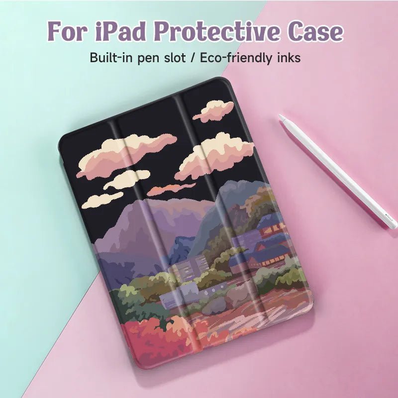 Cloud and Mountain Case For iPad 10/9th/ 8th/ 7th Generation 10.9 10.2 inch MiNi Pencil Holder-Tablet Case-Generic-www.PhoneGuy.com.au