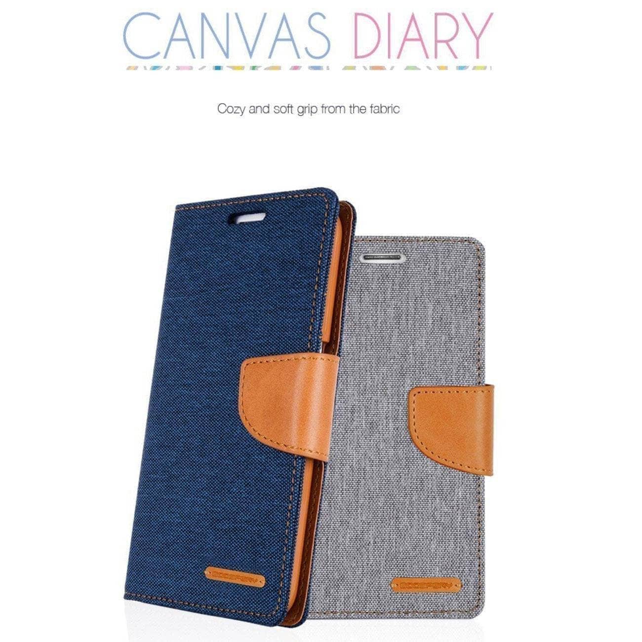 Goospery Denim Canvas Cover Leather Wallet Flip Card Samsung Galaxy S9+-Phone Case-Goospery-www.PhoneGuy.com.au