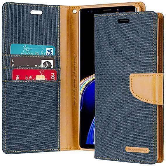 Goospery Denim Canvas Cover Leather Wallet Flip Card Samsung Galaxy S9+-Phone Case-Goospery-www.PhoneGuy.com.au