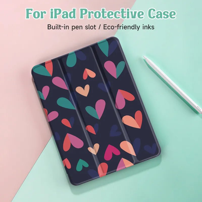 Heart Case For iPad10th/ 9th/ 8th/ 7th Generation 10.9 10.2 inch Case MiNi 4/5/6 Cover Pencil Holder-Tablet Case-Generic-www.PhoneGuy.com.au